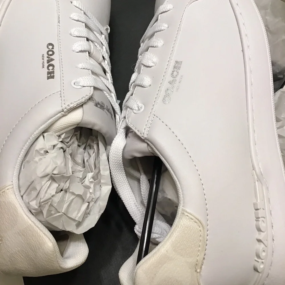 COACH ALL LEATHER OPTIC WHITE SIGNATURE SNEAKERS MENS - Picture 14 of 16